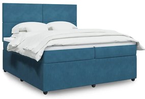 vidaXL Cama com molas/colchão 200x200 cm veludo azul-escuro