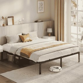 Estrutura de cama de casal em metal 160 x 200 cm moderna preto