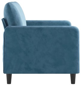 Sofá de 2 lugares veludo 120 cm azul