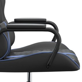 Cadeira gaming de massagens couro artificial azul e preto