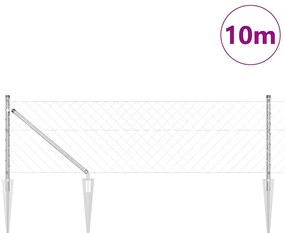 Conjunto de Postes de Cerca Prateado 10 x 0.8 m Aço galvanizado