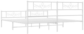 Estrutura de cama com cabeceira e pés 193x203 cm metal branco