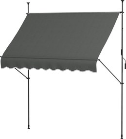 Toldo retrátil manual autoportante 2,5 x 1,2 x 2,1-3 m, inclinação ajustável, em metal, alumínio e poliéster cinzento escuro