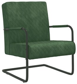 Cadeira cantilever veludo verde-escuro