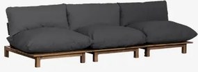 Sofá Reclinável Modular Brina De 3 Peças Em Madeira De Acácia Cinza Grafito - Sklum