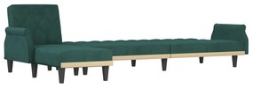 Sofá-cama em forma de L 271x140x70 cm veludo verde-escuro