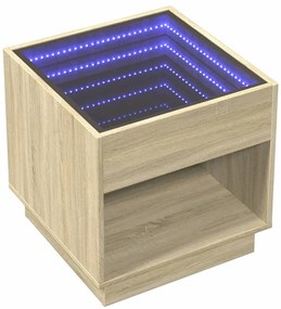 Mesa de cabeceira c/ LED Infinity 50x50x50 cm carvalho sonoma