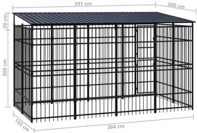 Canil de exterior com telhado 7,37 m² aço