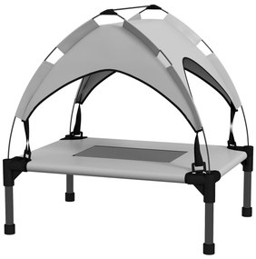 Pawhut Cama para Cão Gato em Pés Cama para Cão Elevada Dossel Anti UV Oxford Bolsa de Transporte Incluída 61x46x63 cm Cinza | Aosom Portugal