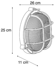 Candeeiro de parede industrial redondo preto IP44 - Noutica Industrial