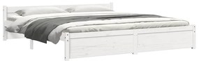 Estrutura de cama super king pinho maciço 180x200 cm branco