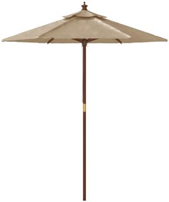 Guarda-sol jardim c/ poste madeira 196x231 cm cinza-acastanhado