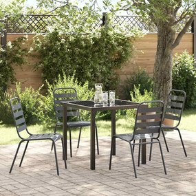 vidaXL Conjunto de Jantar para Jardim 5 pcs Cinzento escuro Aço