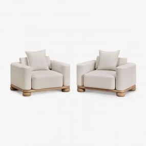 Pack De 2 Cadeirões De Jardim Em Madeira De Acácia Ioanis Marrom Acácia Claro - Sklum