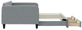 Sofá-cama c/ gavetão e gavetas 100x200 cm tecido cinzento-claro