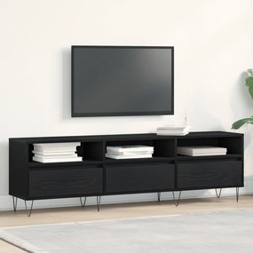 Armário de TV vidaXL Preto Carvalho 150x30x44,5 cm Madeira engenheirad
