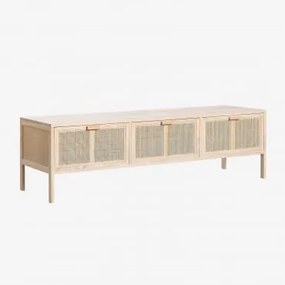 Móvel Tv 135x45 Cm Em Rattan E Madeira Reyna Madeira Natural - Sklum