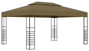 Gazebo com cordões de luzes LED 3x4 m cinza-acastanhado