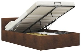 vidaXL Cama hidráulica c/ arrumação 140x200 cm tecido castanho