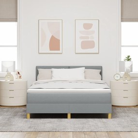 Cama Box Spring com Colchão Cinza Claro 140x200 cm Tecido