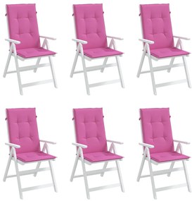 Almofadões cadeira de encosto alto 6 pcs tecido rosa