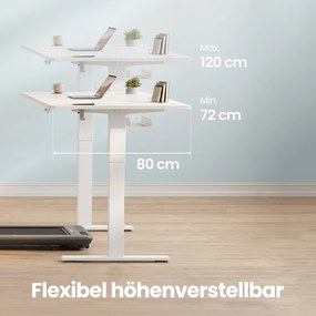 Secretária elétrica com regulação elétrica da altura, 180 x 80 x (72-120) cm, com porta USB-C Branca