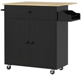 Ilha de Cozinha com Rodas Carrinho de Cozinha com Lateral Dobrável 2 P