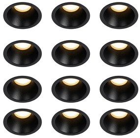 Conjunto de 12 Focos Embutidos Modernos Pretos GU10 35mm IP44 - Dept