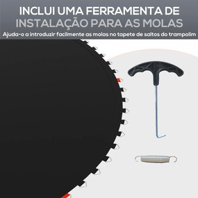 Tapete de Substituição para Trampolim Redondo Ø262 cm Tapete para Trampolim de 10 Pés Anti-UV Preto