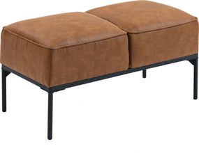 HOMCOM Banco ao Pé da Cama Multifuncional Moderno com Assento Acolchoado Espesso e Pés em Aço PU 80x40x46 cm Castanho | Aosom Portugal