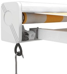 Toldo retrátil 4x3 m tecido e alumínio amarelo e branco