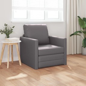 Sofá-Cama 2-em-1 Cinza 74x77x81 cm Pele Sintética