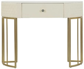 MESA CONSOLA SHARON 100X40X75 CM BRANCA E DOURADA