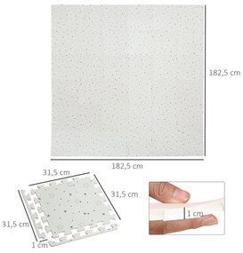 HOMCOM Tapete Puzzle para Bebés 36 Peças 31,5x31,5cm Quebra Cabeça Infantil Modelo Estrelas de Espuma EVA Área de Cobertura 3,24m² Branco