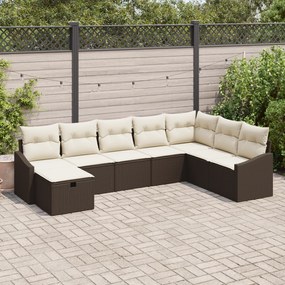 Conjunto de Sofás de Jardim de 8 peças com Almofadas de Polirattan Cas