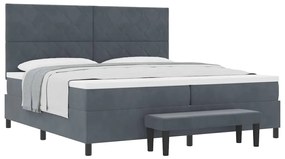 Cama Box Spring com Colchão &amp; Banco Cinza Escuro 200x200 cm Veludo