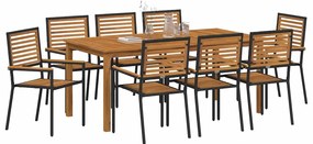 Conjunto de Jantar para Jardim 9 pcs Preto 180 x 90 x 75 cm