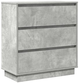 Cômoda de Cabeceira vidaXL com LED Cinza Concreto 71x34,5x75 cm Madeir