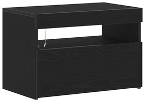 Armário de Cabeceira com Luzes LED Carvalho Preto 60x35x40 cm Madeira