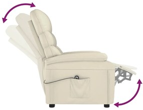 Poltrona reclinável elétrica couro artificial cor creme