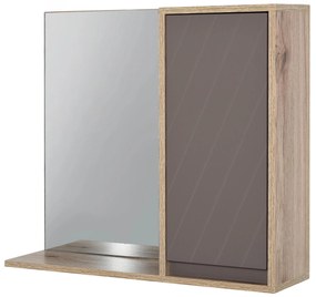 HOMCOM Armário Banheiro com Espelho Montagem Parede 1 Porta Prateleira Ajustável Design Moderno 57x14,2x49,2 cm