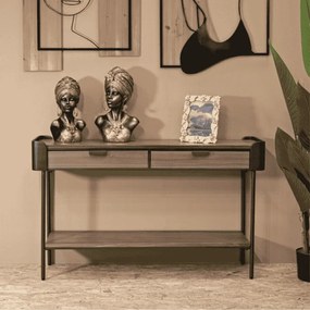 MESA CONSOLA TORONTO CINZENTO E CASTANHO 120X31X72 CM