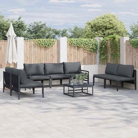 vidaXL Conjunto de Sofá de Jardim 7 pcs Cinzento-escuro Aço