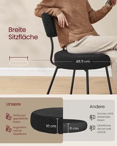 Conjunto de 2 cadeiras de sala de jantar com superfície em velo Pretas