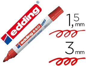 Marcador Edding para Quadro Branco 660 Cor Vermelho Ponta Redonda 3 mm Recarregavel