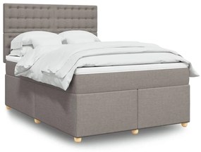 Cama com molas/colchão 140x190 cm tecido castanho-acinzentado