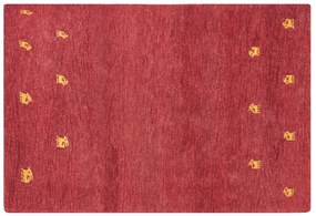 Tapete Gabbeh em lã vermelha 140 x 200 cm YARALI Beliani