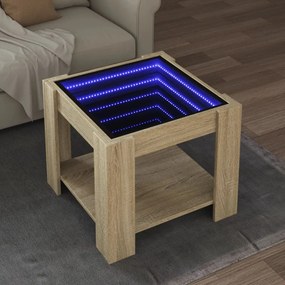 vidaXL Mesa de centro c/ LEDs 53x53x45 cm derivados de madeira