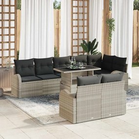 vidaXL Conjunto de Sofá de Jardim de 9 Peças com Almofadas Vime Sintético Cinza Claro