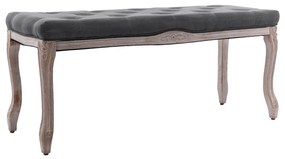 vidaXL Banco em linho e madeira maciça 110x38x48 cm cinzento-escuro